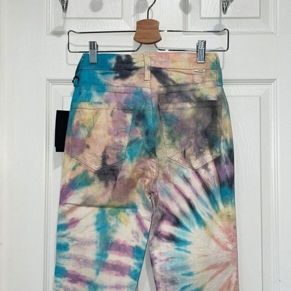 MOTHER The Tripper High Rise Crop Bootcut Tie-Dye Jeans Womens Size 24 - Picture 9 of 10